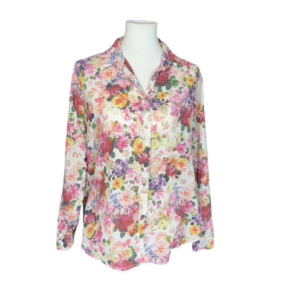 H&M L.O.G.G. Y2k Floral Button Up Blouse size 14 - Picture 2 of 8